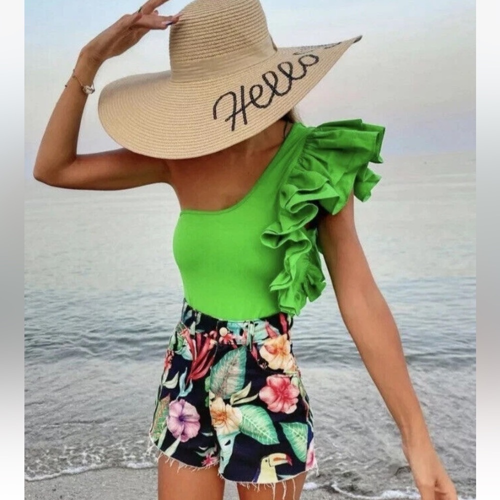 Zara One Shoulder Ruffle Bodysuit
